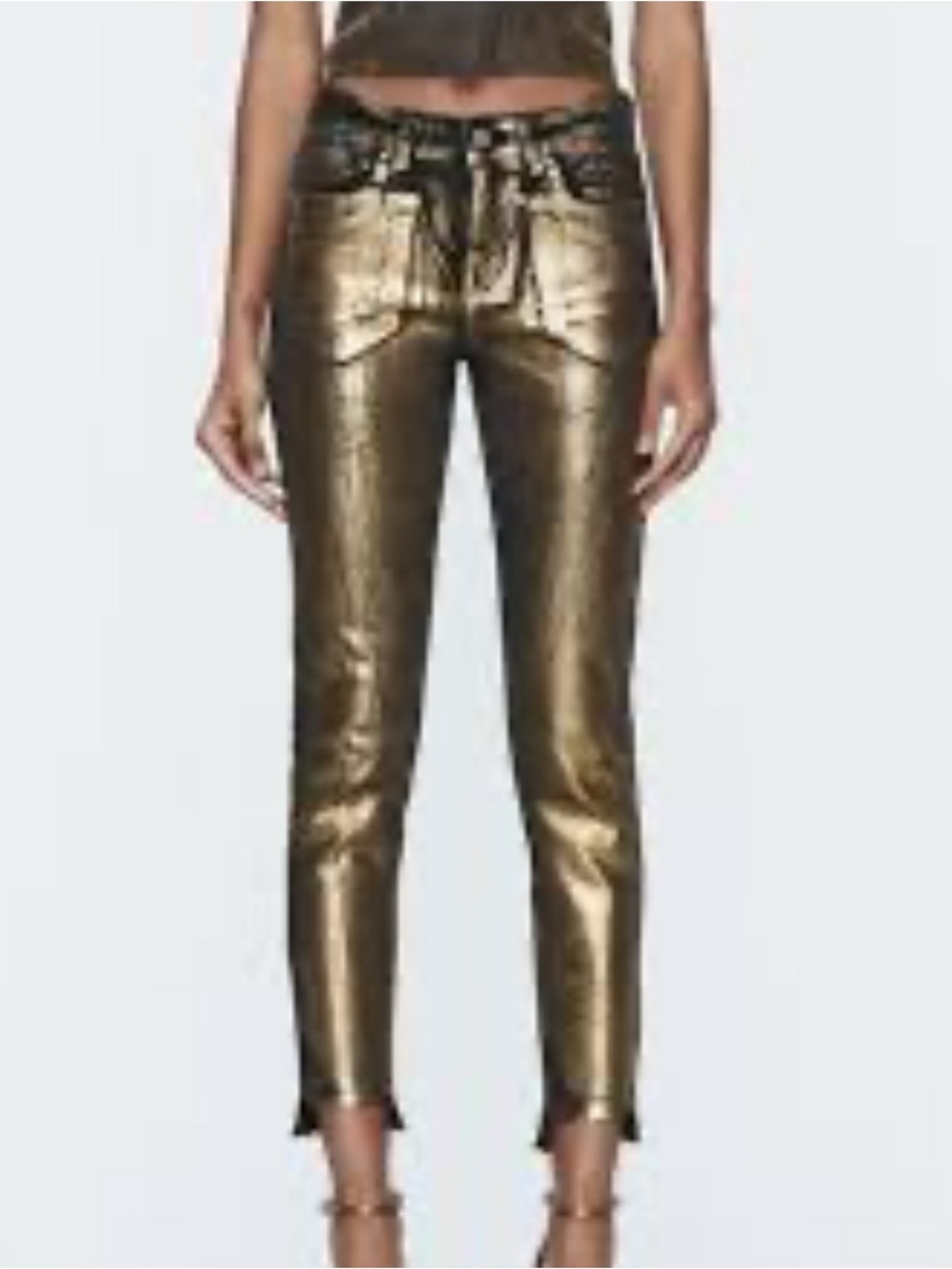 Metallic Gold Women's Slim Jeans